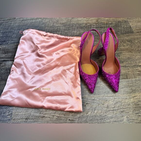 Amina Muaddi Pink Stiletto Heels#21 - Picture 1 of 8